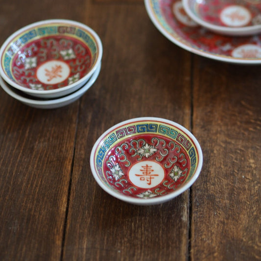 朱赤の豆皿 景徳鎮