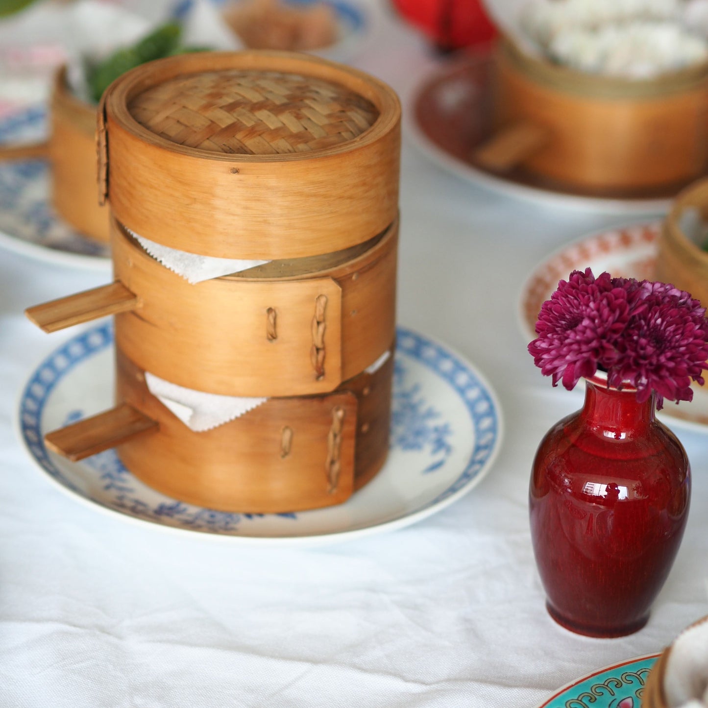 手作りの3段蒸籠