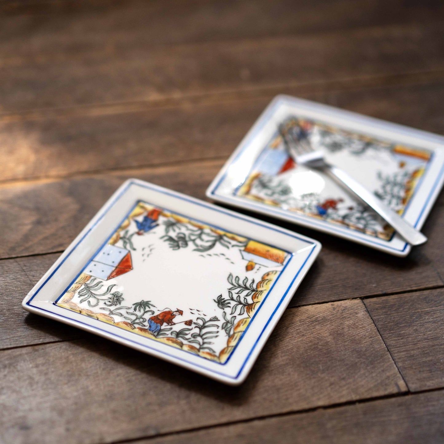 手描きのスクエアプレート Farmers