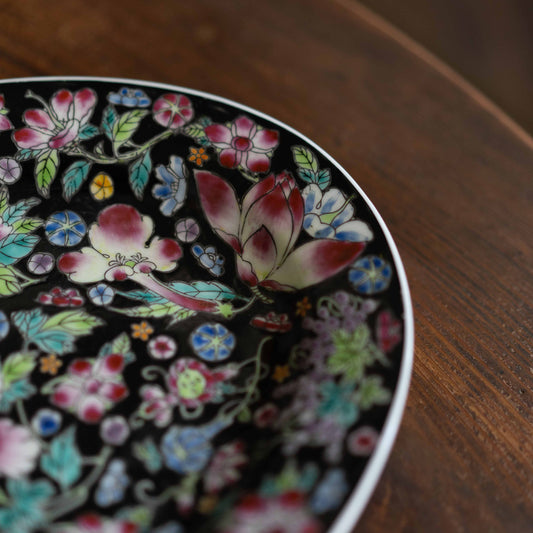 黒のオーバル皿31センチ 景徳鎮 ※ご留意点あり