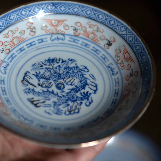 『深皿14センチ-dragon』景徳鎮ホタル金彩