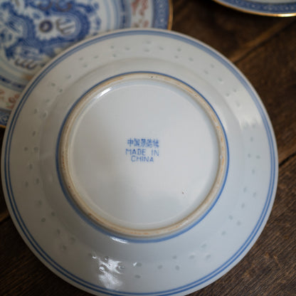 『丸皿18センチ-dragon』景徳鎮ホタル金彩