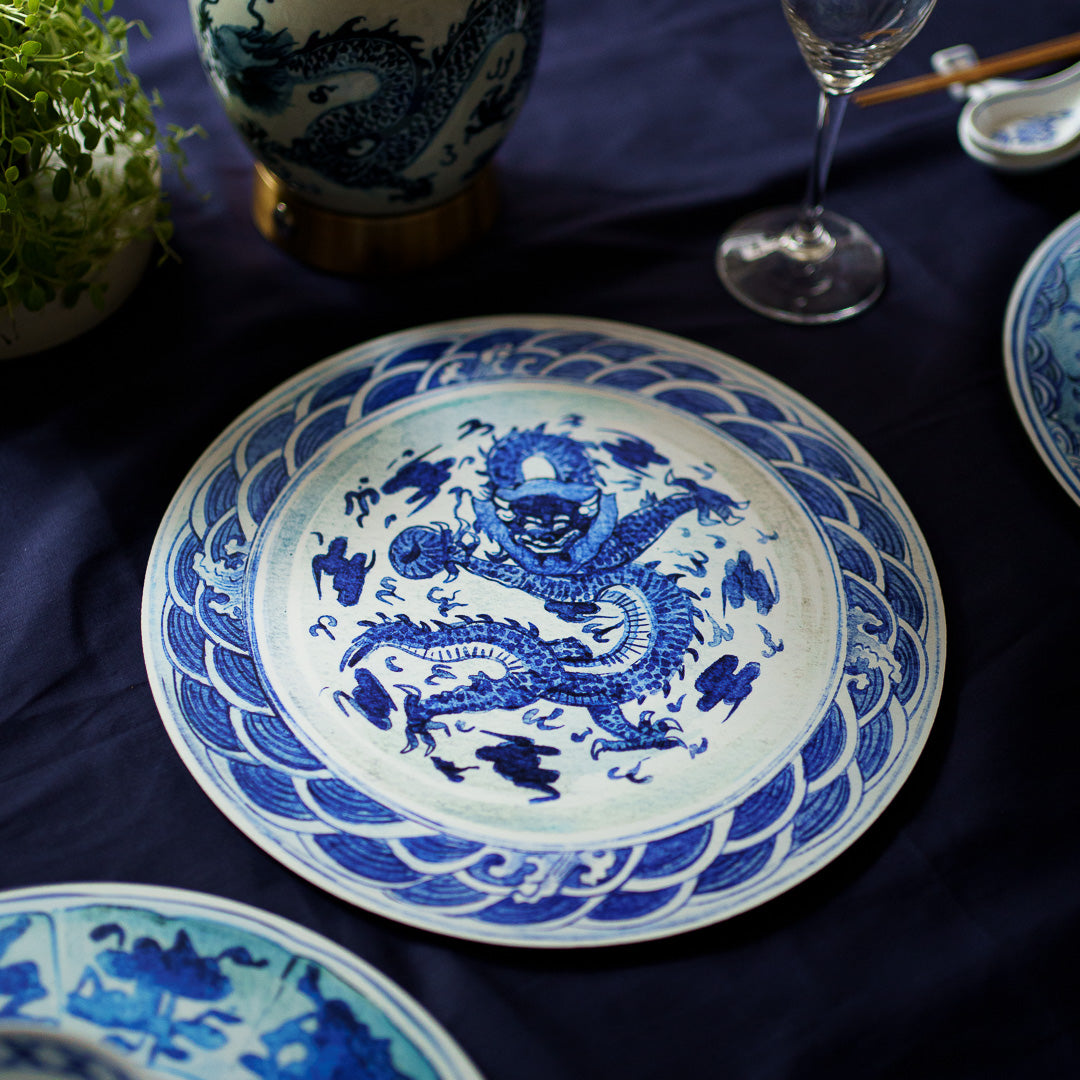 『Antique Chinese Plates プレースマット-Blue ＆ White』