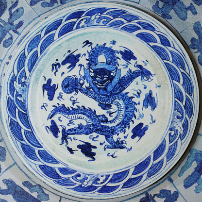 『Antique Chinese Plates プレースマット-Blue ＆ White』