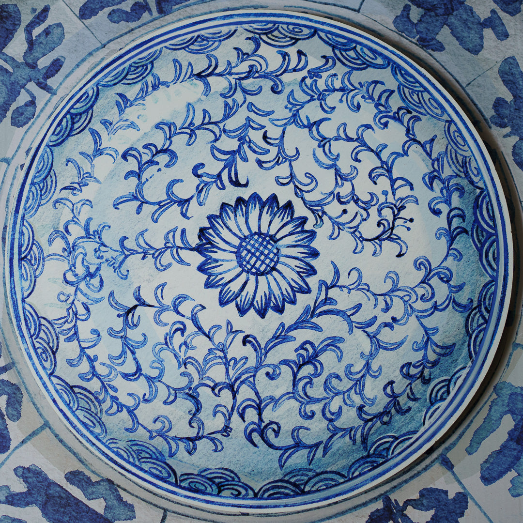 『Antique Chinese Plates プレースマット-Blue ＆ White』