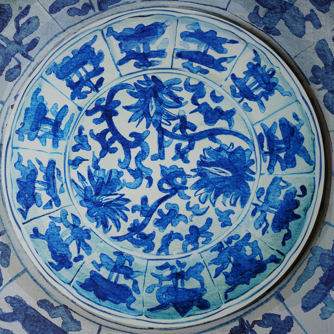 『Antique Chinese Plates プレースマット-Blue ＆ White』