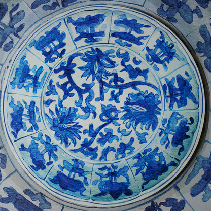 『Antique Chinese Plates プレースマット-Blue ＆ White』