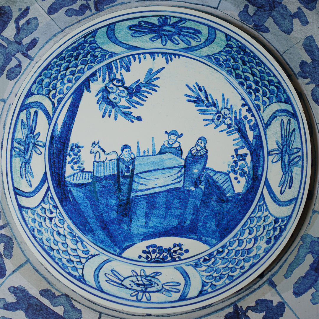 『Antique Chinese Plates プレースマット-Blue ＆ White』