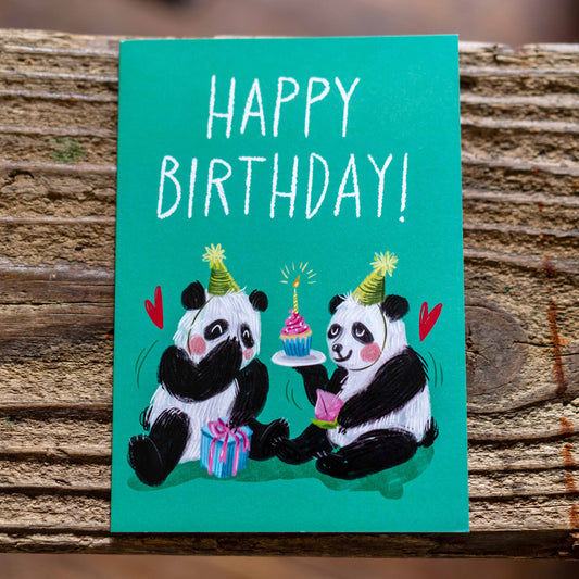 グリーティングカード『 Happy Birthday Pandas』