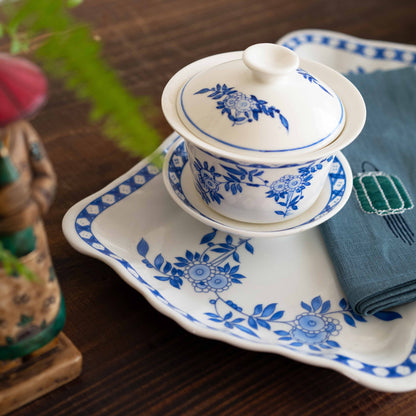 【未公開】手描きの蓋碗／おおきめサイズ　ペニンシュラ